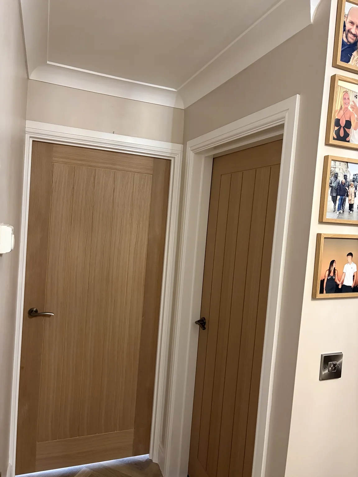 Oak doors and white architraves
