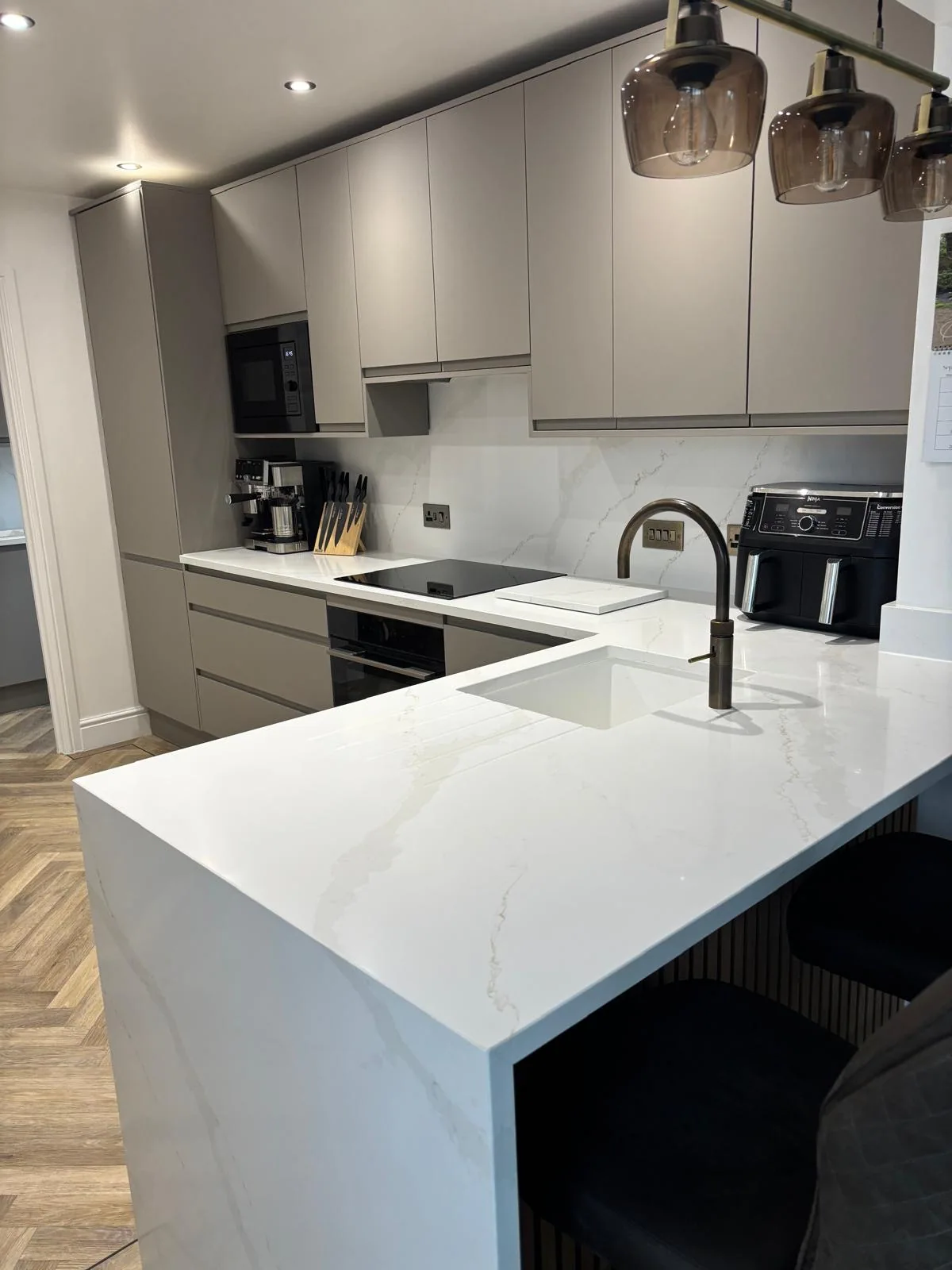 Completed kitchen and island